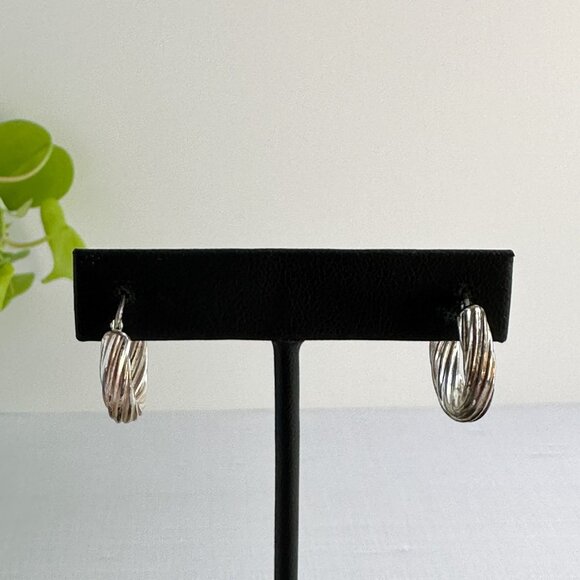 Sterling Silver Twisted Rope Hoop Earrings .75" Lightweight Jewelry - Picture 5 of 6